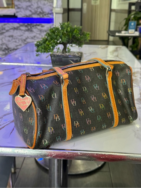 Dooney & Bourke Handbags - Dooney & Bourke Black Multicolor DB Logo Barrel Bag